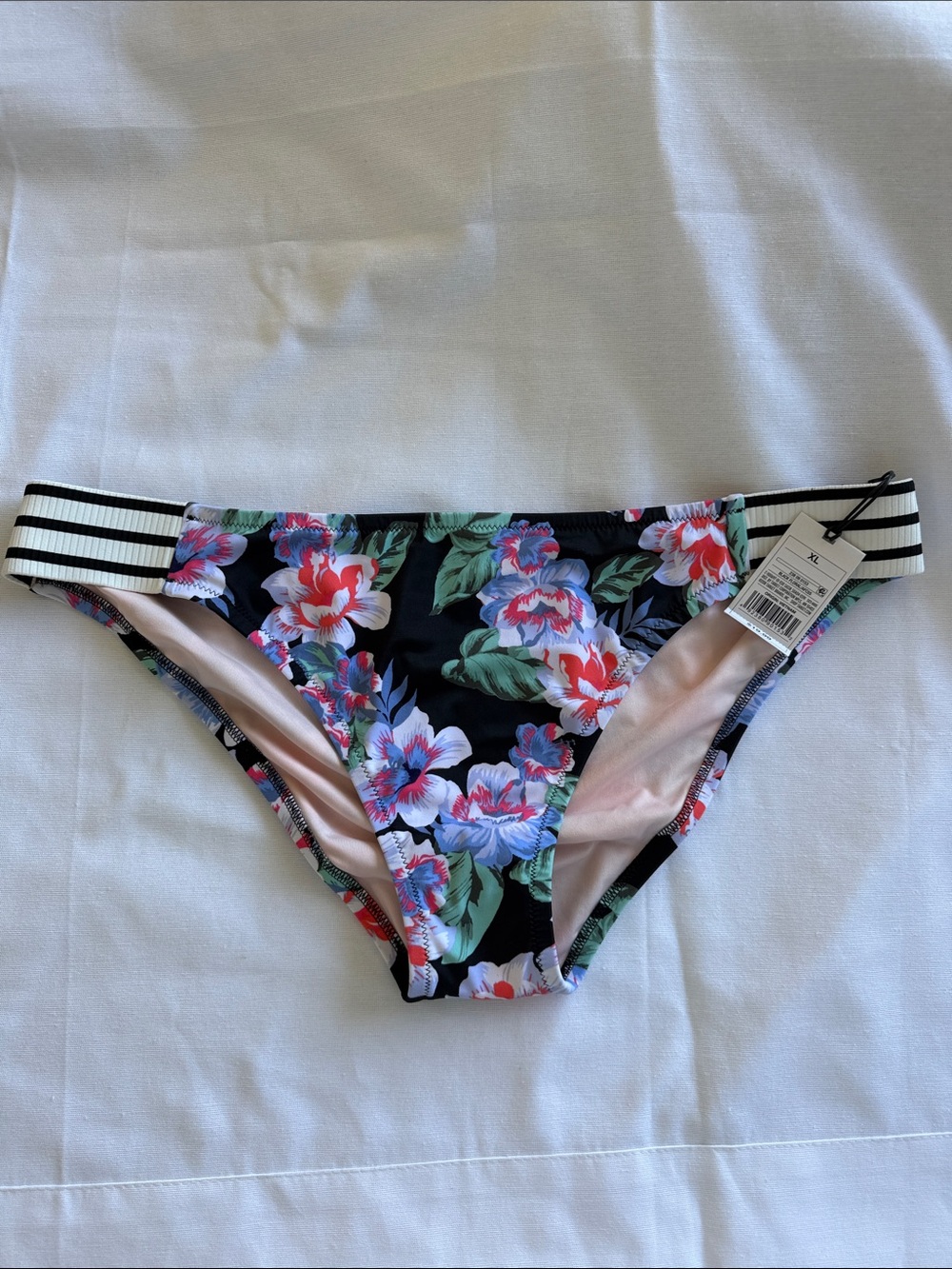 Shade & Shore Floral Bikini Bottoms in Black, Pink and Green
